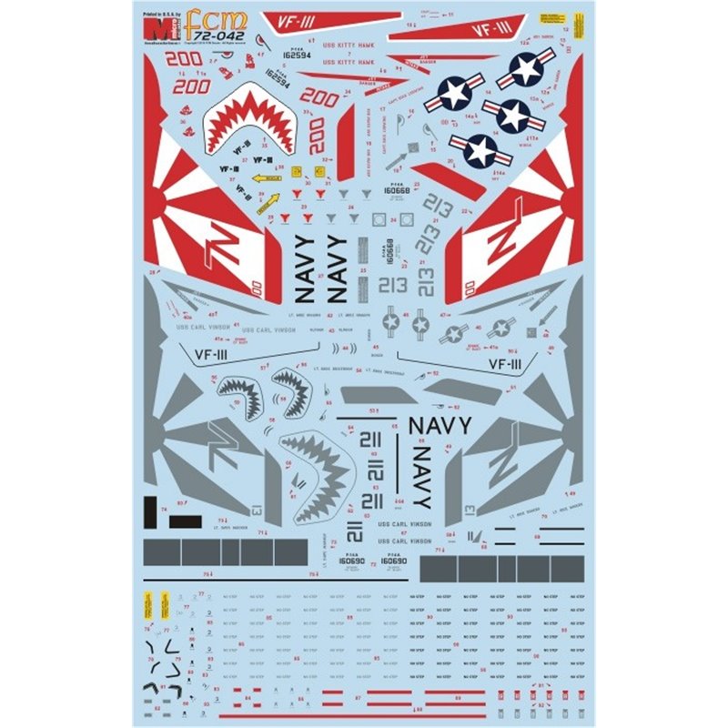 1/72 Decals Grumman F-14A Tomcat Part 2 VF-111 Sundowners