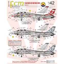 1/72 Decals Grumman F-14A Tomcat Part 2 VF-111 Sundowners