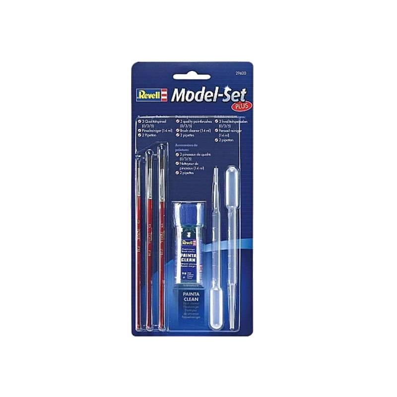 Set Básico de Pintura para Modelismo Revell con pinceles y limpiador