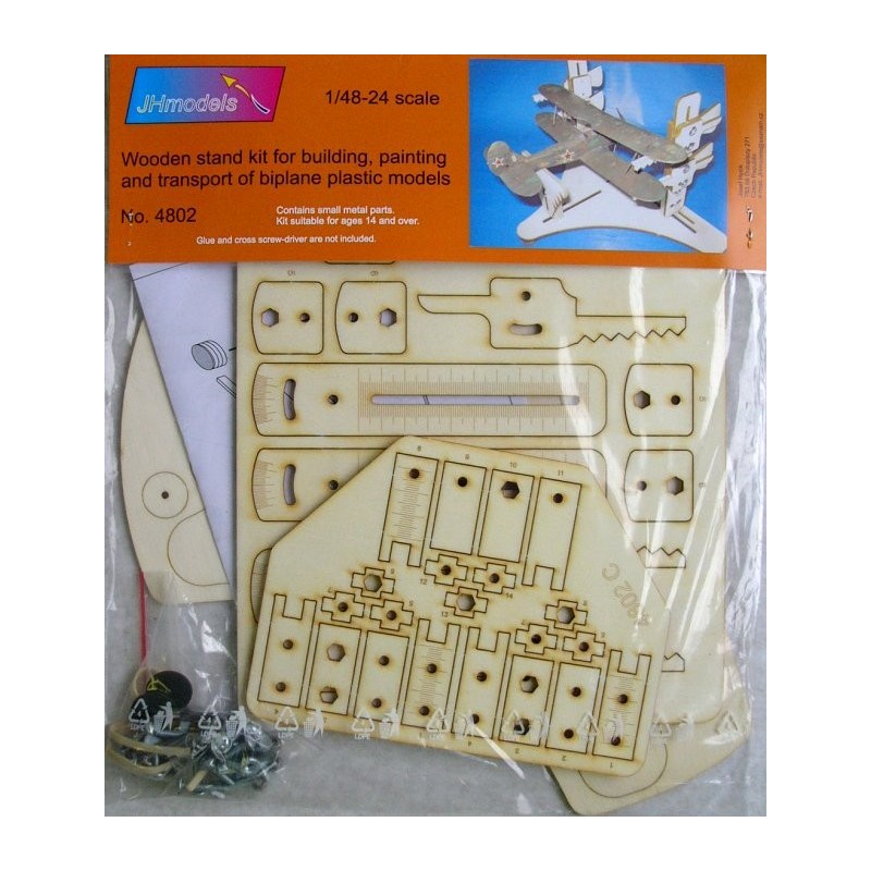 1/48 Wooden Bi Plane Stand for Building, Painting, and Transporting Models