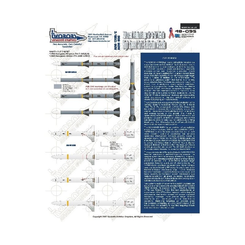 1/48 Decals Missile Markings for AGM-88 HARM and AIM-120B/C AMRAAM 