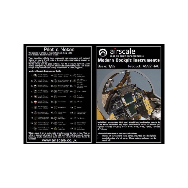 1/32 MODERN JETS Cockpit Instrument Decals