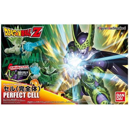 Maqueta Perfect Cell - Dragon Ball Z, modelo articulado Figure-rise Standard de Bandai con accesorios y efectos de energía.