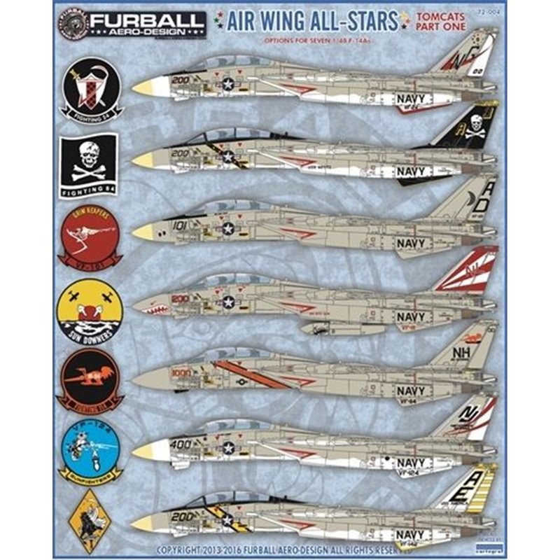 1/72 decals"Air wing All-Stars Tomcats Part One" Grumman F-14A Tomcat