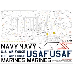 1/48 McDonnell F-4 Phantom stencils  Wet Transfer 