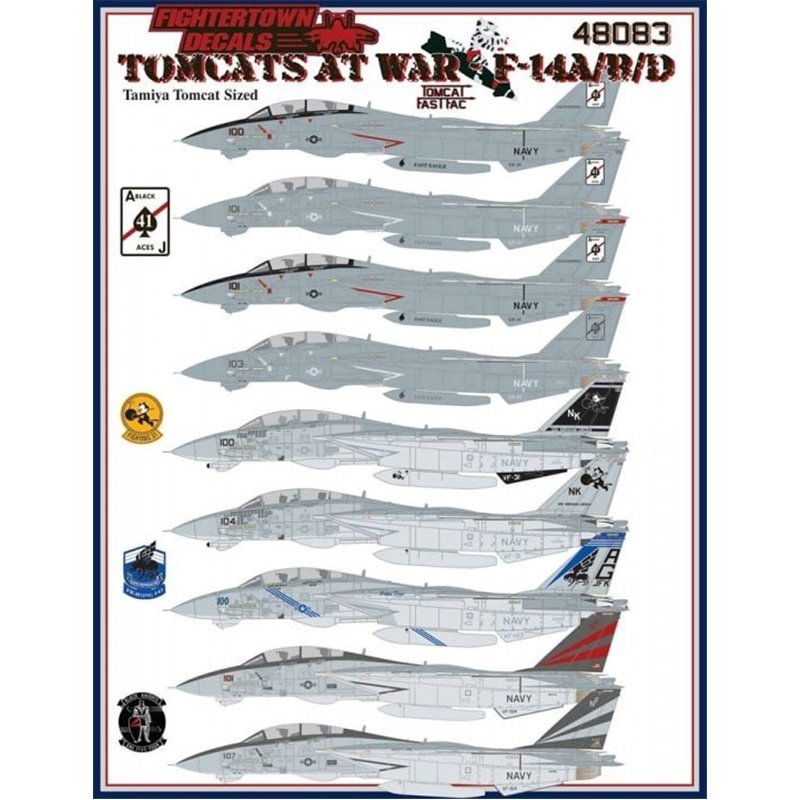 1/48 decals  Grumman F-14A/F-14B/F-14D Tomcats at War Part 1