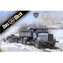 1/35 FAUN L 900 plus Sd.Ah.115 10t low bed trailer con calcas de madera