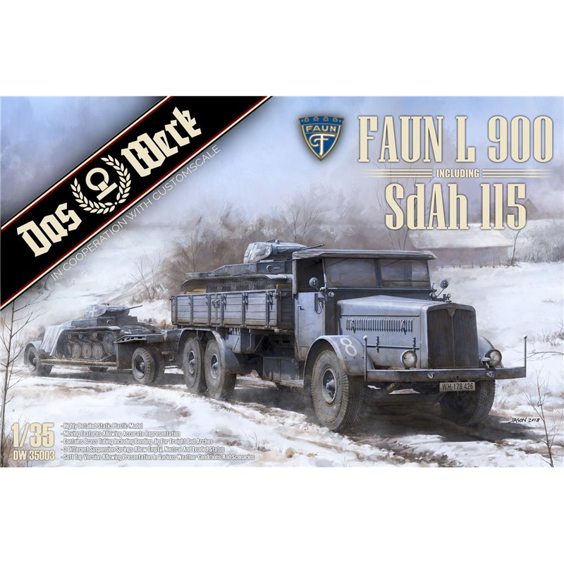 1/35 FAUN L 900 plus Sd.Ah.115 10t low bed trailer with wood decals