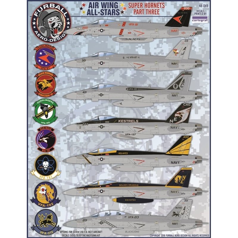 1/48 decals  'Air Wing All-Stars' series. Super Hornets Part III