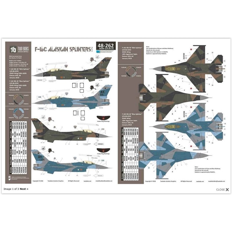 1/48 Decals Lockheed-Martin F-16C Alaskan Splinters Part II Part II 