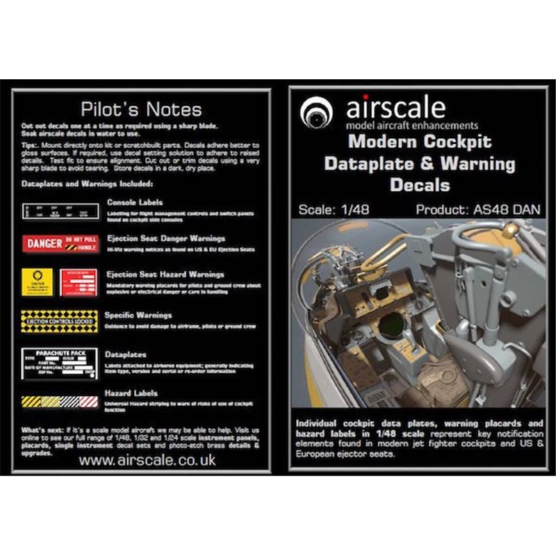 1/48 Modern Cockpit Data and Warning decals