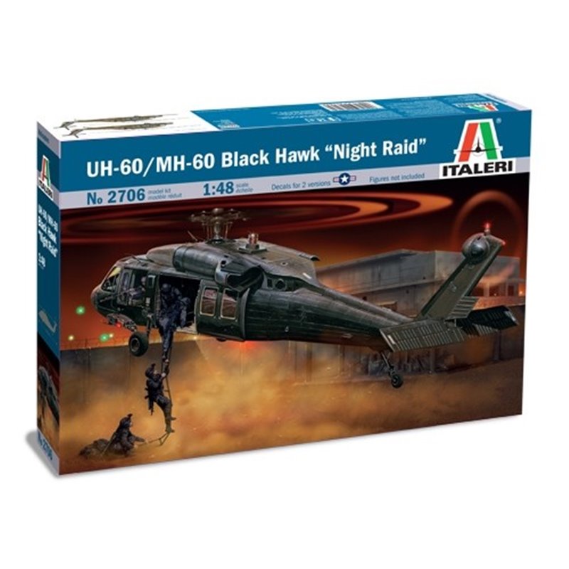 Maqueta de helicóptero 1/48 UH-60 Black Hawk "Night Raid" de Italeri con detalles precisos