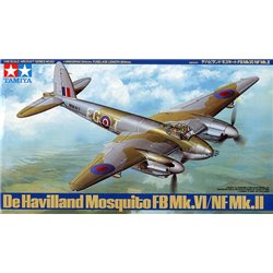 Maqueta de avión 1/48 De Havilland Mosquito FB Mk.VI/NF Mk.II del fabricante Tamiya con detalles completos.