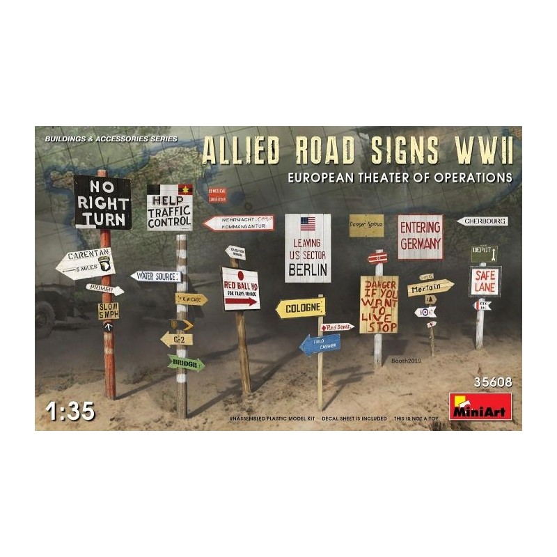 1/35 ALLIED ROAD SIGNS WWII. EUROPEAN THEATRE OF OPERATIONS