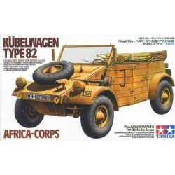 Maqueta 1/35 Kübelwagen Type 82 Africa Corps de Tamiya con detalles y calcas históricas