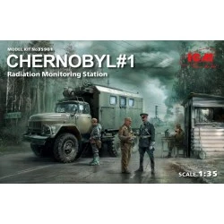 Maqueta ICM 1/35 Chernobyl 1. Radiation Monitoring Station (ZiL-131KShM Truck & 5 Figures & Diorama Base with Background)