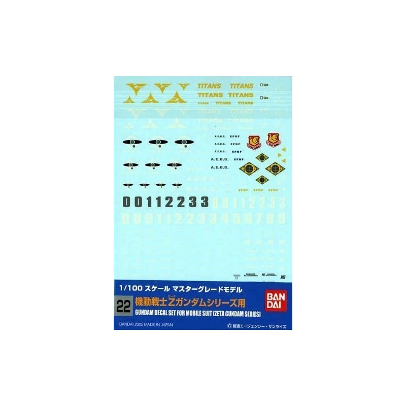 Bandai GD-22 Z  Gundam MG Series Decal