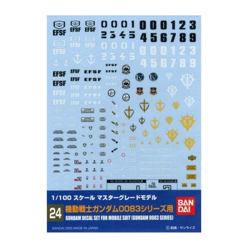 Bandai GD-24 1/100 Gundam 0083 MG Series Decal