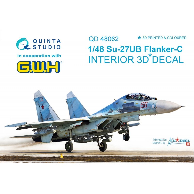 1/48 Su-27UB 3D-Printed & colored Interior on decal paper (for GWH kit) 