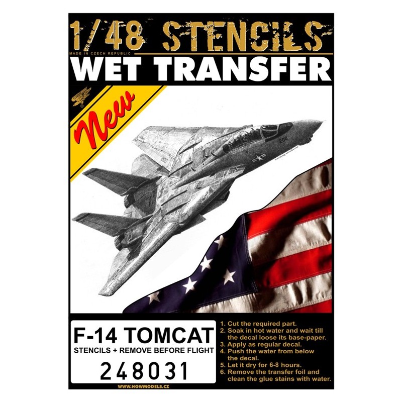 Calcas HGW 1/48 Grumman F-14A Tomcat Stencils + RBF stencils + both sided RBF