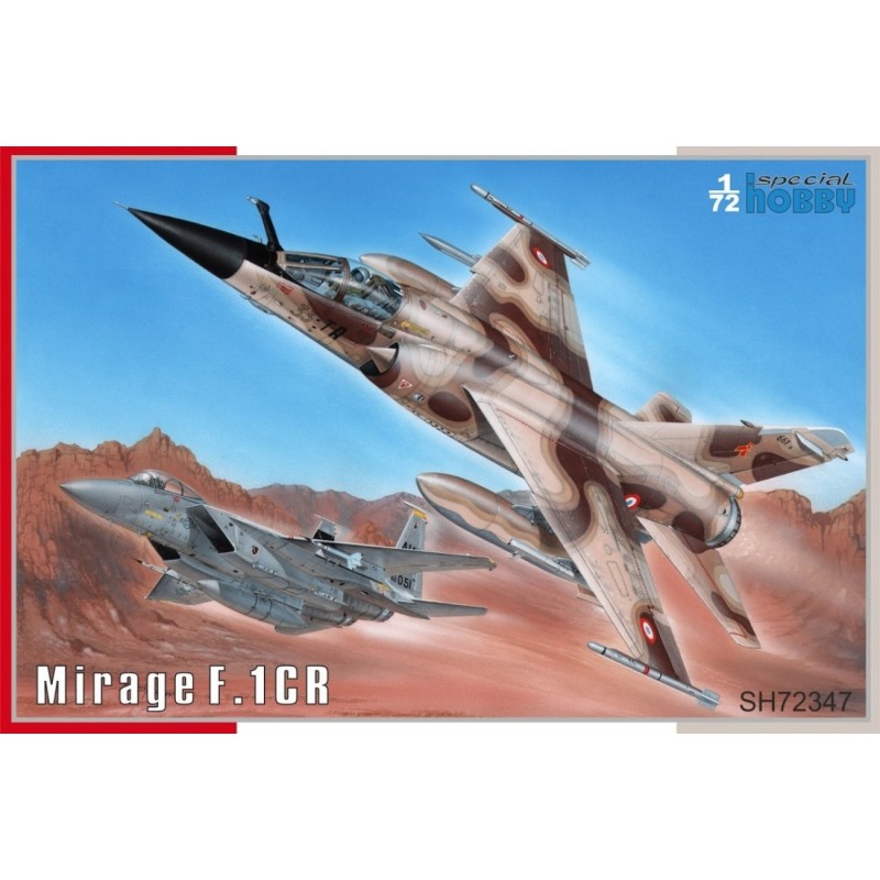 Maqueta de avión Mirage F.1CR 1/72 de Special Hobby con calcas y detalles de la Fuerza Aérea Francesa.