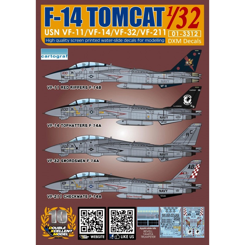 Calca DXM 1/32 F-14 Tomcat USN VF-11/VF-14/VF-32/VF-211