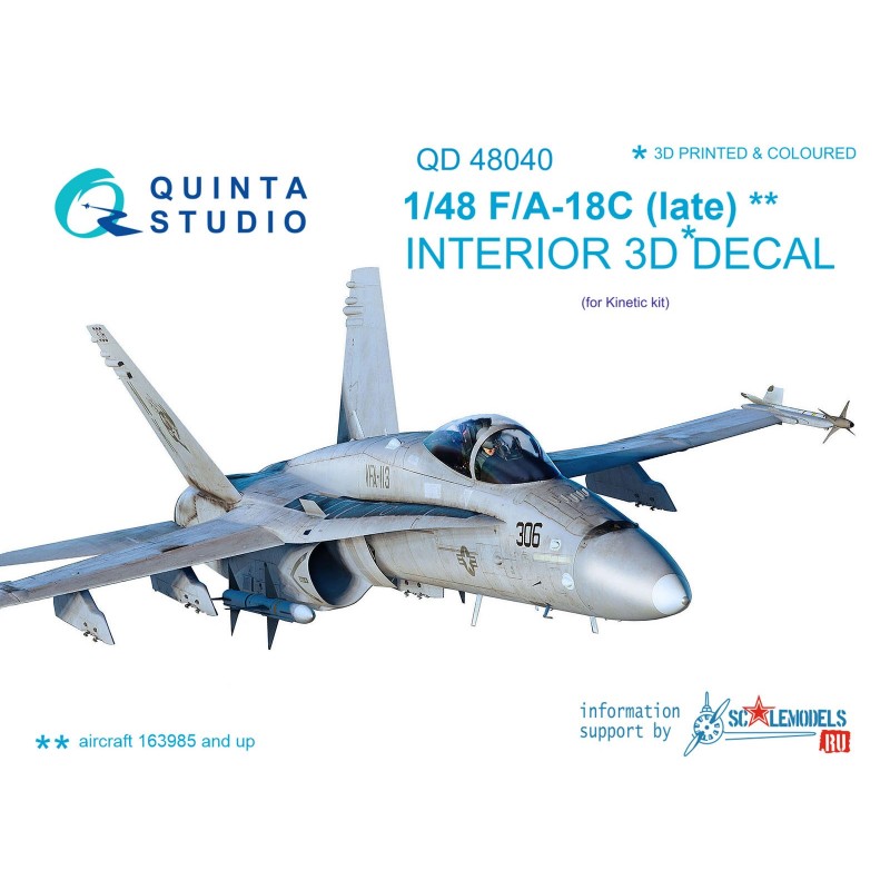 1/48 McDonnell-Douglas F/A-18C Hornet (late)  Interior 3D Decal (Kinetic)