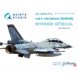 1/48 Lockheed-Martin F-16D (block 30/40/50)  Interior 3D Decal (Kinetic)