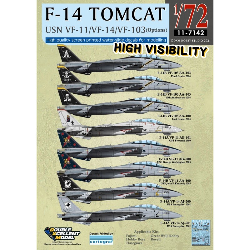 1/72 USN F-14A/B Tomcat VF-11/VF-14/VF-103 High Visibility