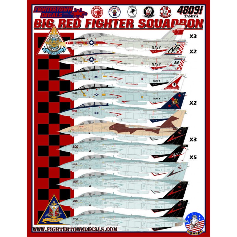 Fightertown 1/48 decals Big Red Fighter Squadron Grumman F-14A / F-14B Tomcat