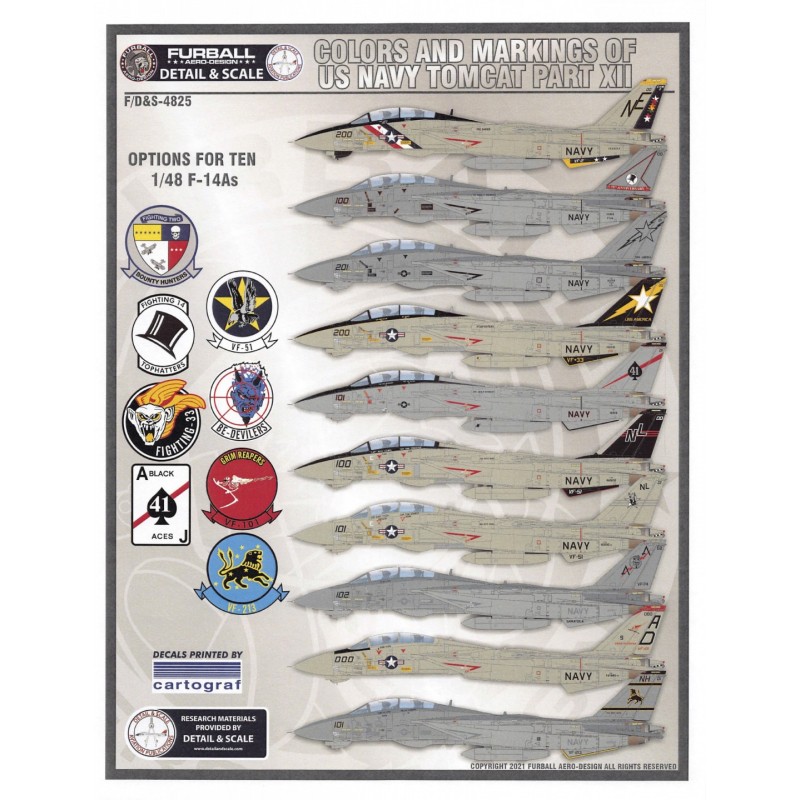 Furball 1/48 decals Colors And Markings of USN Tomcats