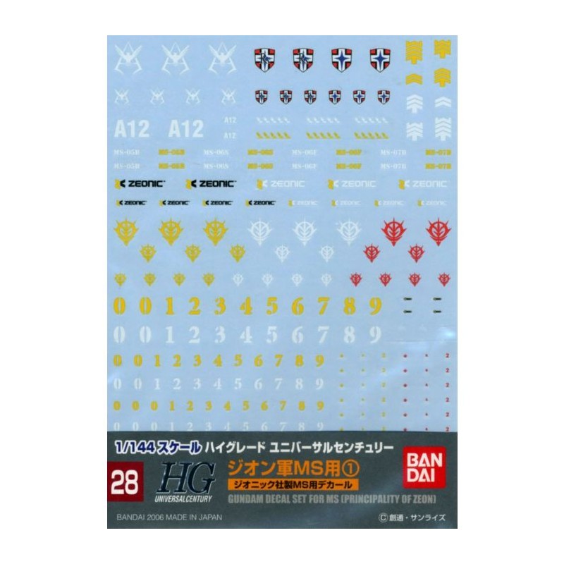 Bandai GD-28 HGUC ZEON MS 1 DECAL