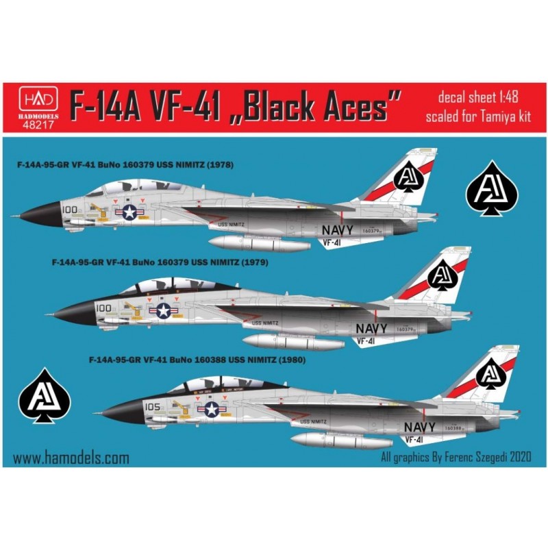 HAD 1/48 Calcas F-14A Tomcat (VF-41 «Black Aces») on USS Nimitz, 1978-80