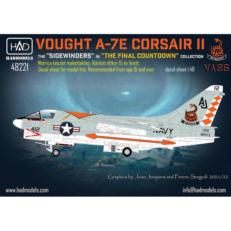 HAD 1/48 Decals Vought A-7E Corsair II The 'Sidewinders' in "The Final Countdown" Collection