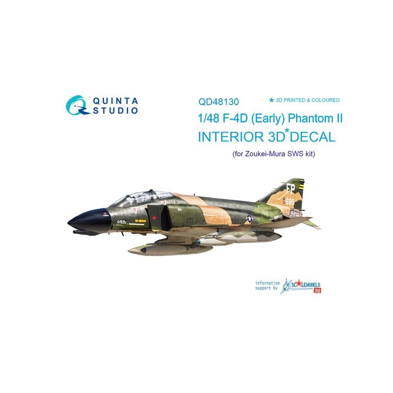 Quinta Studio 1/48 F-4D (Early) Phantom II interior 3D decals (zoukei mura)