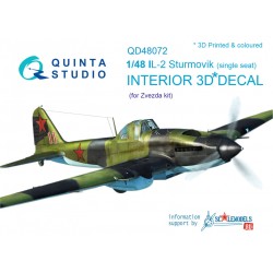 Quinta Studio 1/48 Il-2 Sturmovik (single seat) Interior 3D Decal (zvezda)