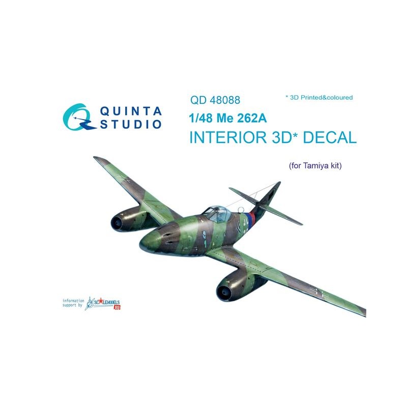 Quinta Studio 1/48 Me 262A Interior 3D Decal (tamiya)