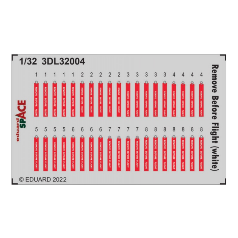 Eduard 1/32  3D decals and photo-etched Remove Before Flight (white)