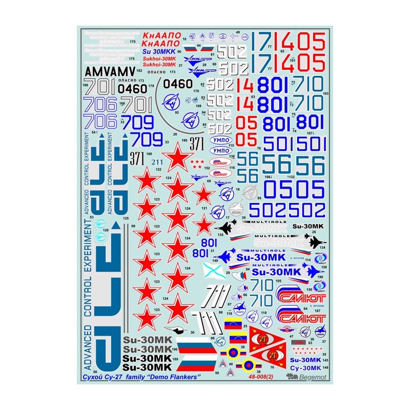 Begemot 1/48 Decals Demo aircrafts of Su-27 family