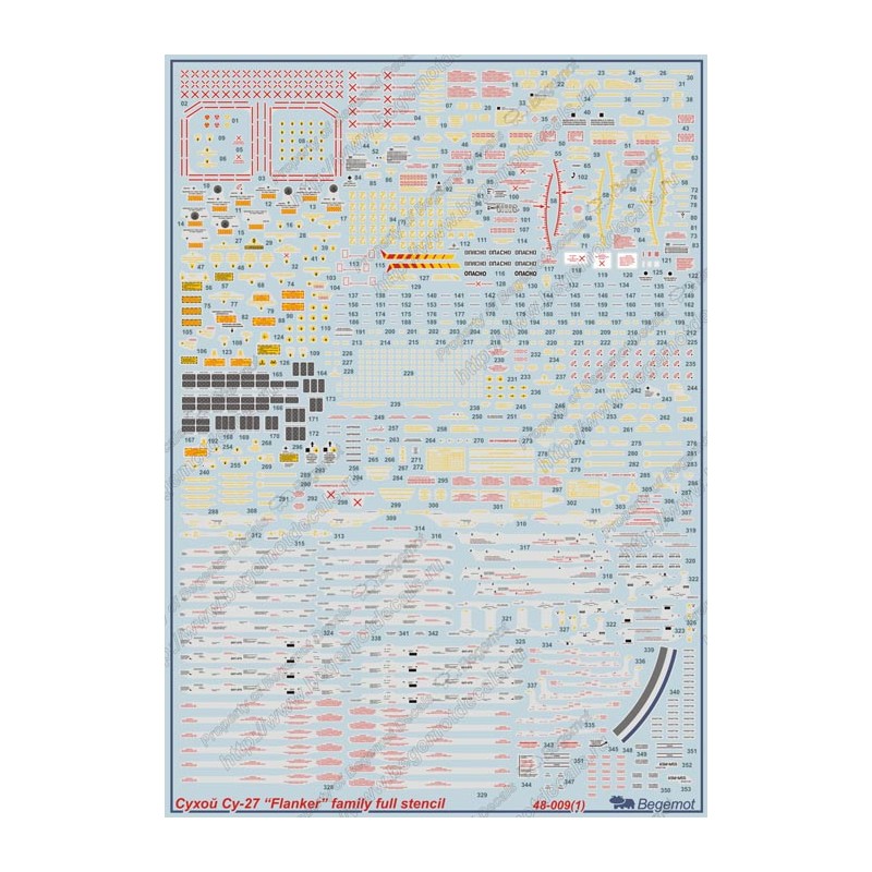 Begemot 1/48 Decals Sukhoi Su-27 complete stencil