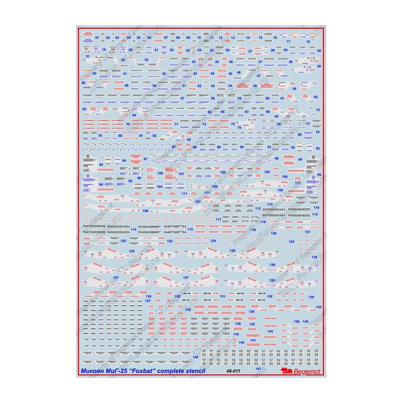 Begemot  Calcas Mikoyan MiG-25 Foxbat Stencil Data