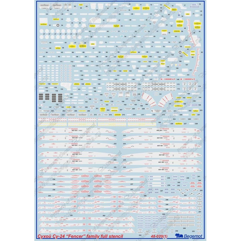 Begemot Decals 1/48 Decals Sukhoi Su-24 'Fencer' family full stencils