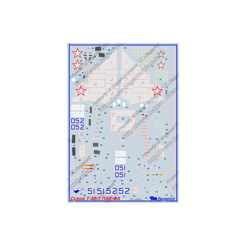 Begemot Decals 1/72 Decals Sukhoi T-50 PAKFA with stencils