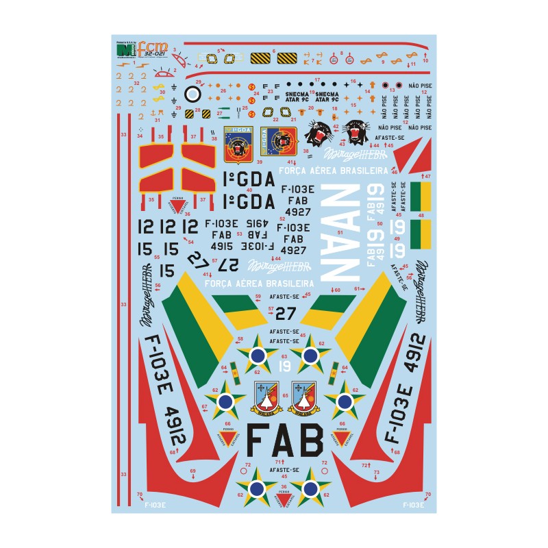 FCM Decal 1/32 Mirage IIIE - Brazilian Air Force 'Forca Aerea Brasileira'