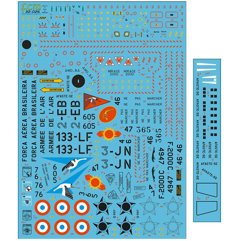 FCM Decal 1/32 Dassault Mirage 2000C/-5. 2000D/N - Brazil and France