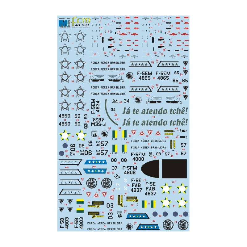 FCM 1/48 Decals Northrop F-5B/F-5E/F-5F in Brazilian Service