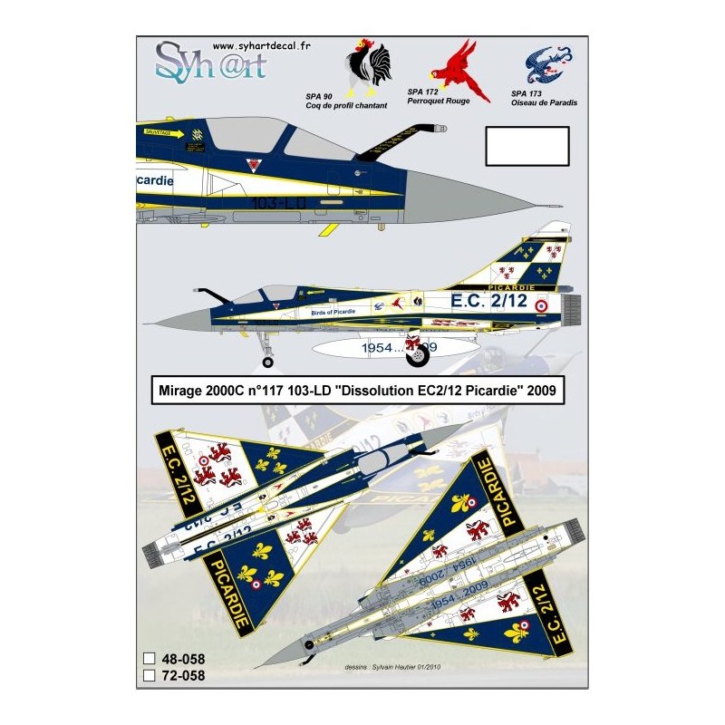 Syhart 1/48 Decals Mirage 2000C 117 103-LD "Retirement EC2/12 Picardie" July 2009