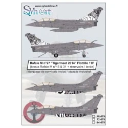 Syhart 1/48 Decals Dassault Rafale M 27 Flottille 11F "Tigermeet 2014" (+ M15 - M31)