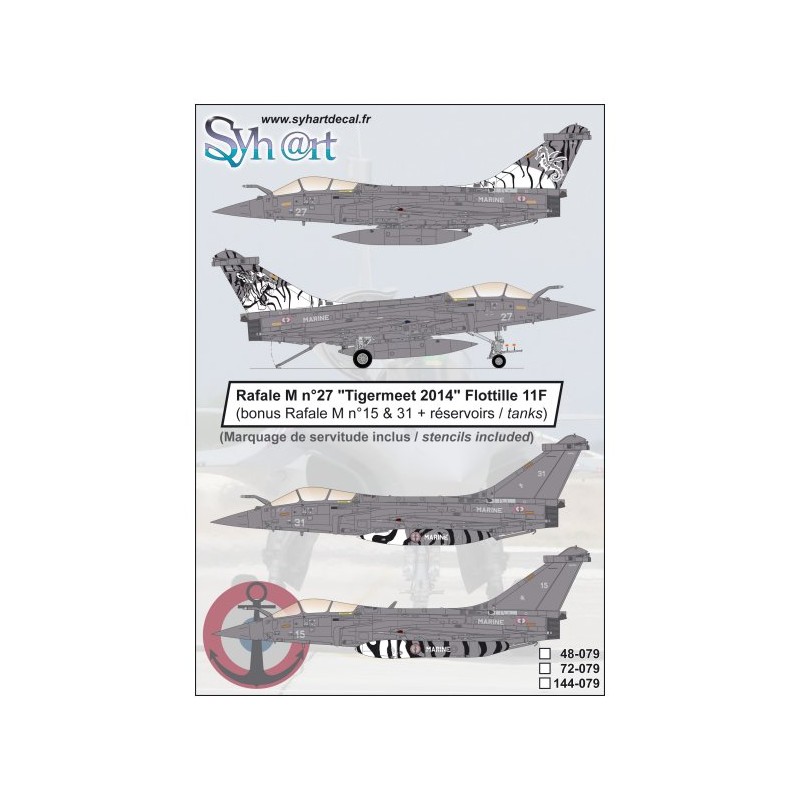 Syhart 1/48 Decals Dassault Rafale M 27 Flottille 11F "Tigermeet 2014" (+ M15 - M31)