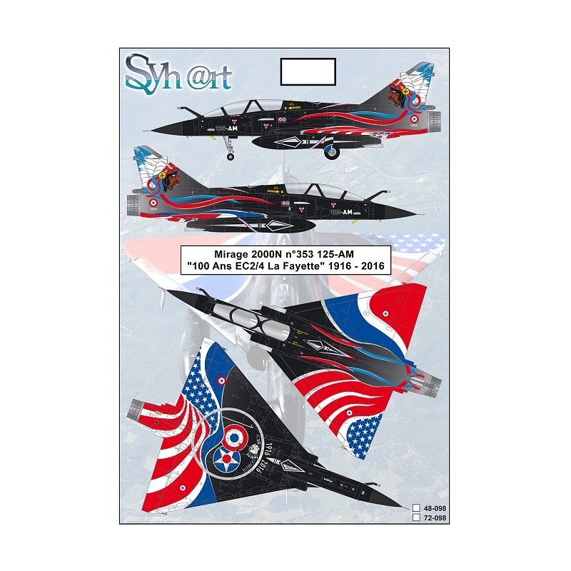 Syhart 1/48 Decals Dassault Mirage 2000N n°353 125-AM "100 years EC 2/4 La Fayette" (Ramex Delta 2016)